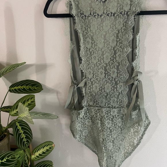 Topshop pistachio green lace body suit - Picture 6 of 9